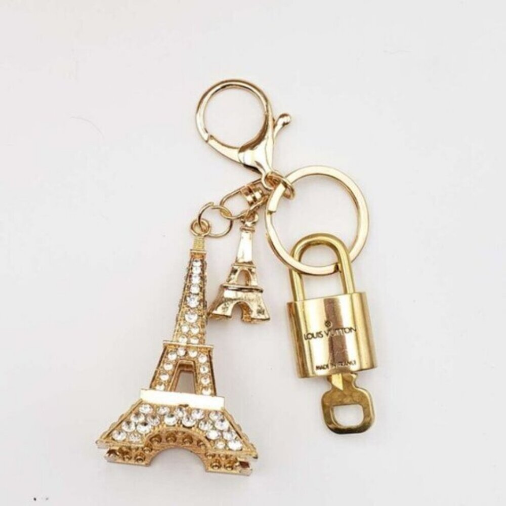 Authentic Louis Vuitton Padlock & Key Gold ✨Unbranded Bag Charm Keychain - Picture 6 of 7